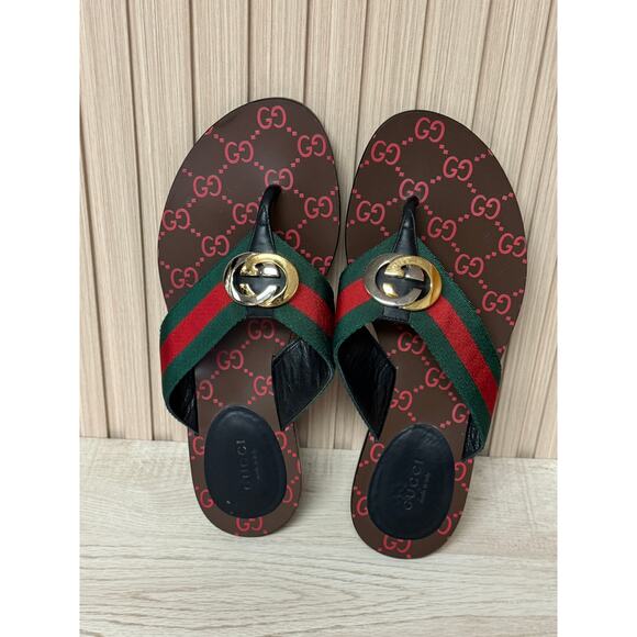 Gucci Kika Canvas Thong Sandals Women's Shoes Sz 38 - Picture 9 of 13
